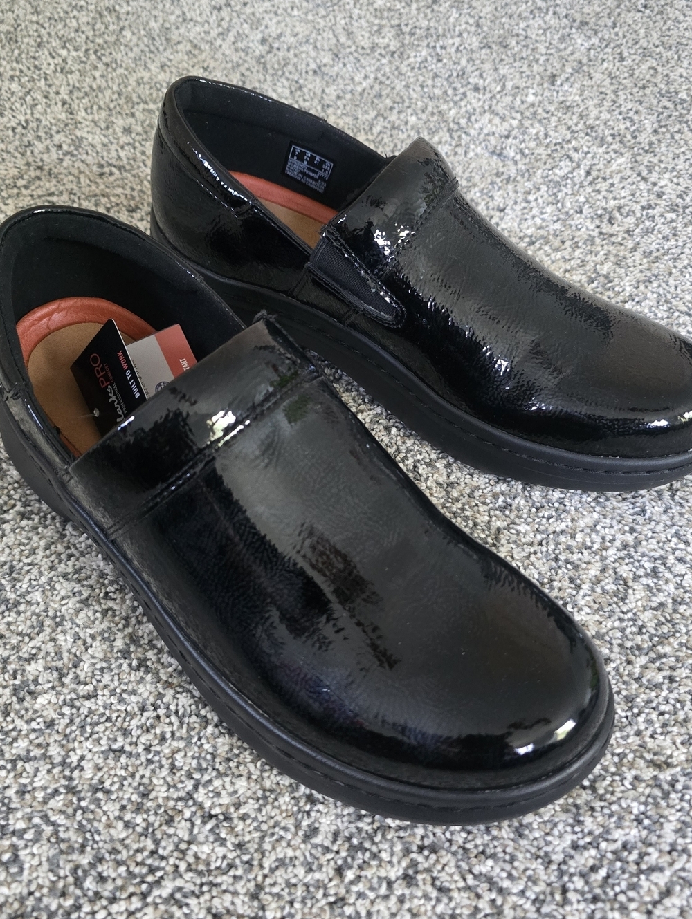 Clarks Pro Gem Women's Clogs Shoes Black Glossy Size 9.5 Nwt
